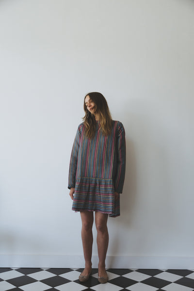 MOKSHA DRESS, COTTON SILK STRIPE