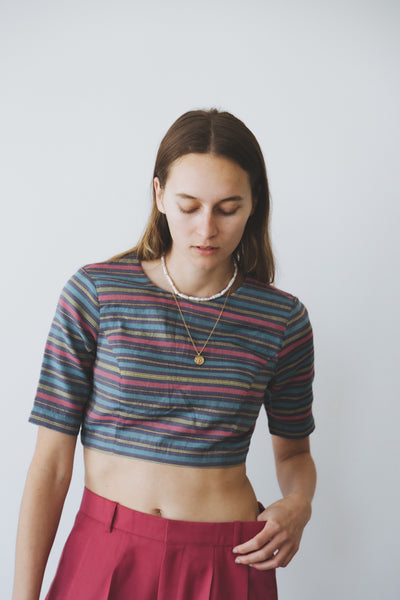 MOKSHA CROP, COTTON SILK STRIPE