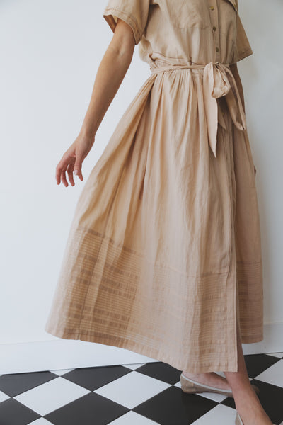 SAFARI DRESS, TAN COTTON