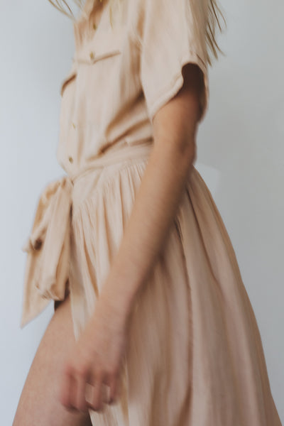 SAFARI DRESS, TAN COTTON