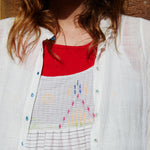 RUCHED CUFF SHIRT DRESS, ECRU - SAAKI