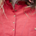 PLEATED CUFF SHIRT DRESS, RED - SAAKI