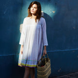 STRIPE PLEAT DRESS, WHITE/BLACK - SAAKI