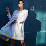 STRIPE PLEAT DRESS, WHITE/BLACK - SAAKI