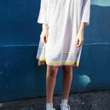 STRIPE PLEAT DRESS, WHITE/BLACK - SAAKI