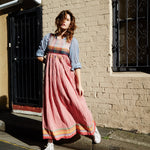 PLEATED MADRAS CHECKED DRESS, RED - SAAKI