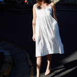 CHEMISE SLIP DRESS, WHITE COTTON - SAAKI