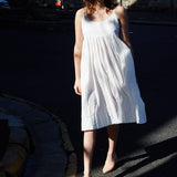 CHEMISE SLIP DRESS, WHITE COTTON - SAAKI