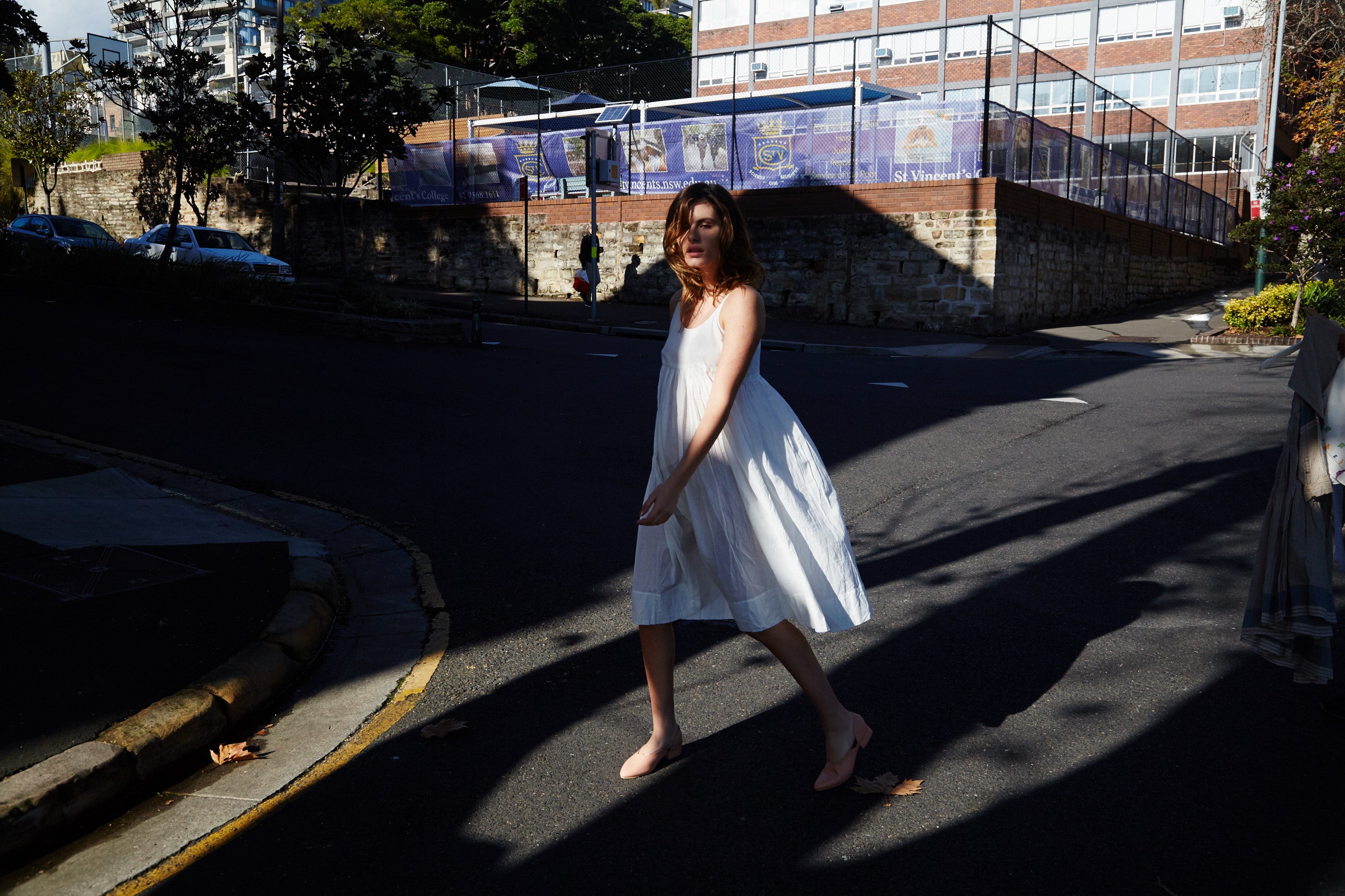 CHEMISE SLIP DRESS, WHITE COTTON - SAAKI