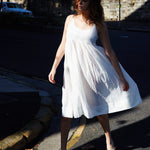 CHEMISE SLIP DRESS, WHITE COTTON - SAAKI