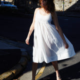 CHEMISE SLIP DRESS, WHITE COTTON - SAAKI