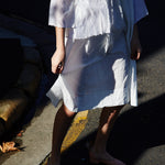 CHEMISE SLIP DRESS, WHITE COTTON - SAAKI