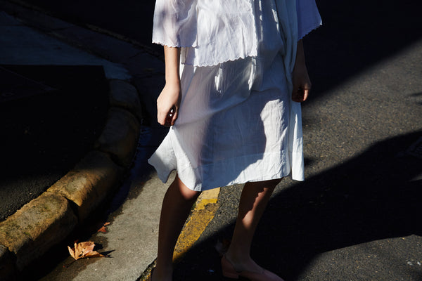 CHEMISE SLIP DRESS, WHITE COTTON - SAAKI