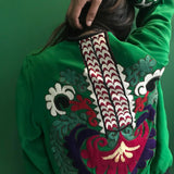 VINTAGE EMBROIDERY SUZANNE BOMBER, GREEN SILK - SAAKI